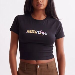 Saturdays New York City Black Cotton Cropped Tee